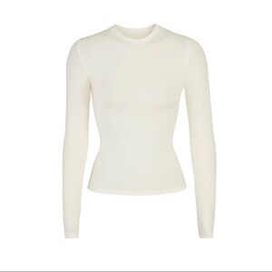 SKIMS Cotton Jersey Long Sleeve Top in Bone
